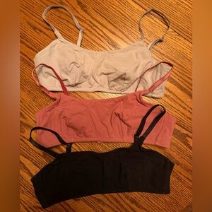 3-Pack! GapBody Organic Cotton Bralettes Size Medium in Gray Orange Black EUC